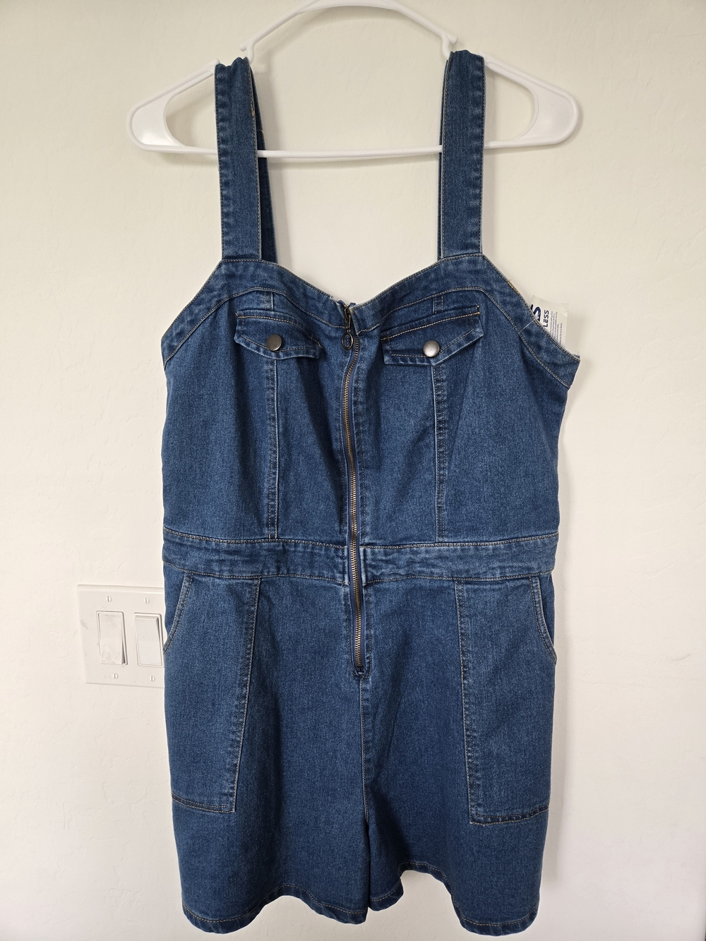 Denim Blue Women's Zip-Front Shorts Bodysuit